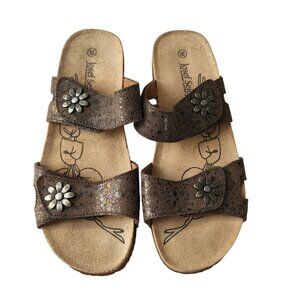 Josef Seibel Womens Slip-On Sandals With Floral Accents Size 38